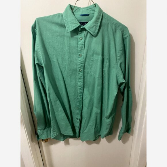 Linea Rosso Signature Button Shirt Mens Large Green Linen Cotton Blend - Picture 1 of 6